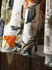 Vintage Sleeveless Floral Print Button O-neck Maxi Dress