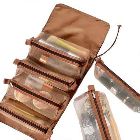 Women Detachable Folding Travel Mesh Toiletry Bag Makeup Bag