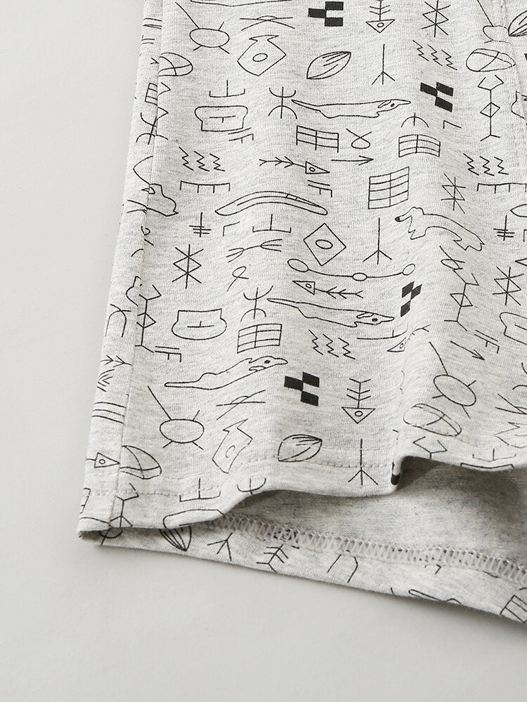 Multipacks Mens Graffiti Print U Convex Boxer Briefs Cotton Breathable Underwear