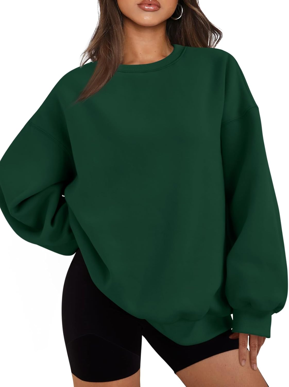 Women's Oversized Fleece Sweatshirt - Fall/Winter Casual Crewneck Pullover Top