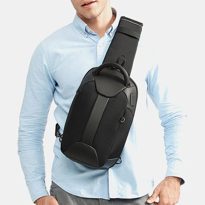 Men's Waterproof Crossbody Bag with USB & Headphone Port - Large Capacity