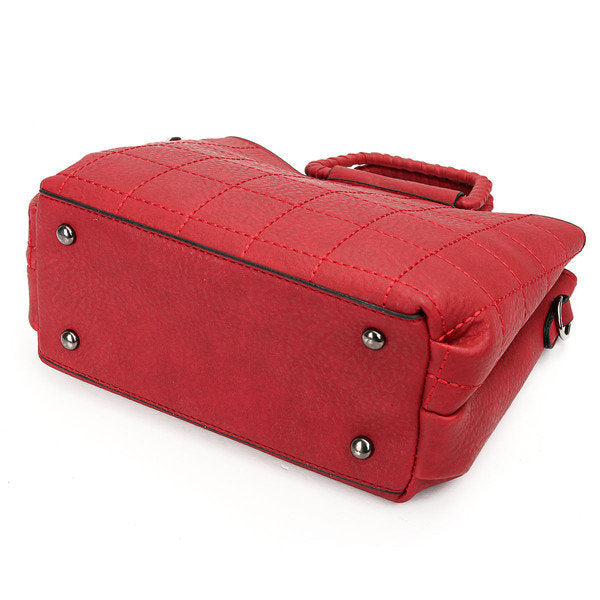 Retro Women PU Leather Plaid Bear Handbags Ladies Elgant Shoulder Bags Crossbody