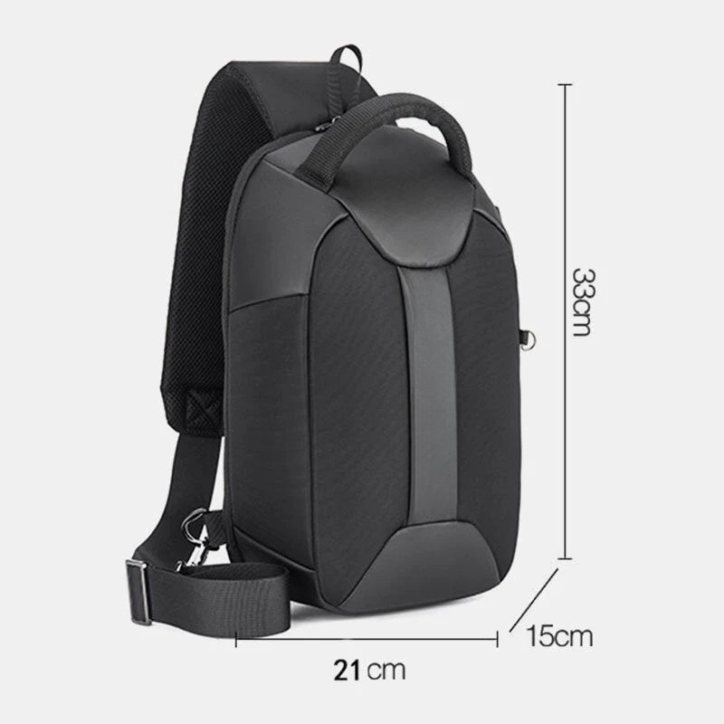 Men's Waterproof Crossbody Bag with USB & Headphone Port - Large Capacity