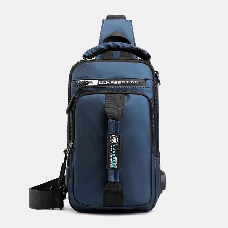 Men Nylon USB Charging Casual Outdoor Brief Chest Bag Shoulder Backpack