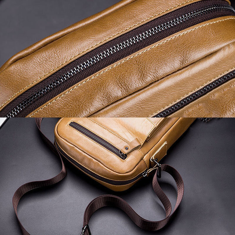 Men's Genuine Leather Retro Business Crossbody Shoulder Bag