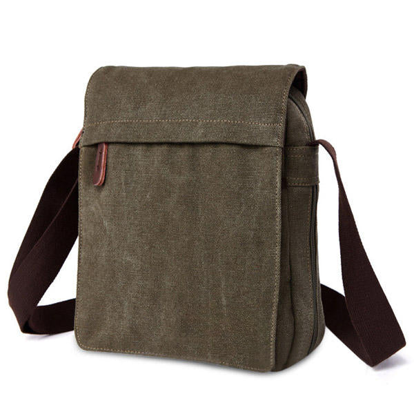Unisex Canvas Crossbody Bag with Multi Pockets - Spacious Shoulder Bag