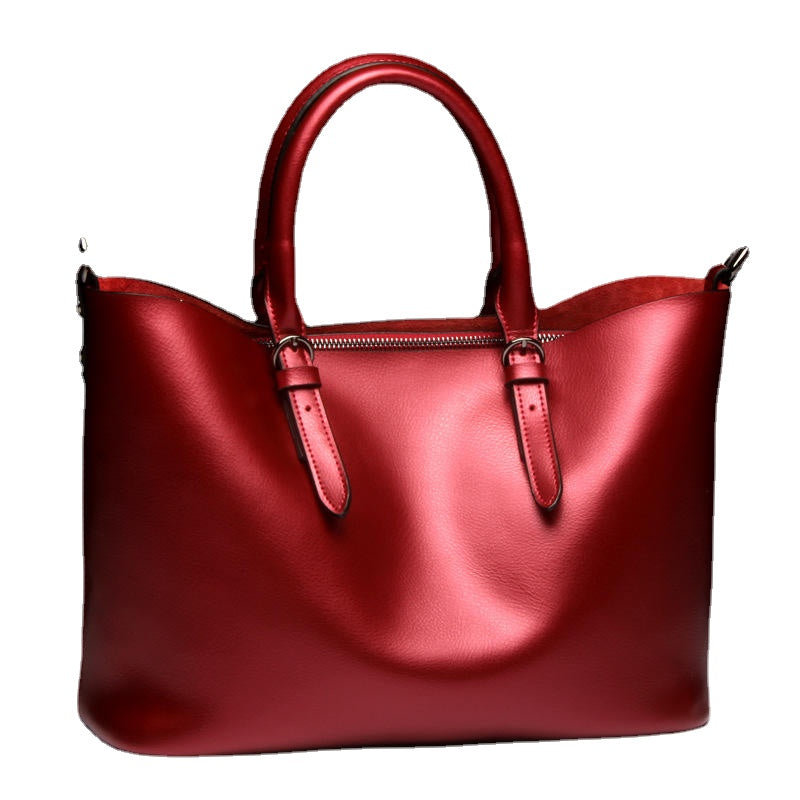 Soft Genuine Leather Women Solid Handbag Commuter Crossbody Bag