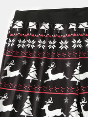 Women Christmas Style Print Elastic Waist Slim Home Ethic Style Sleep Bottoms