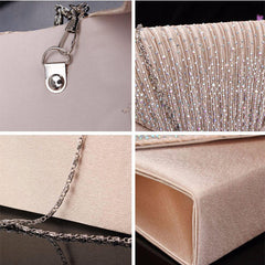 Women  Evening Bridal Wallet Envelope Flash Diamond Clutch Portable Shoulder Crossbody Bag