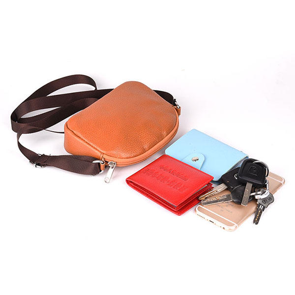 Women Genuine Leather Cowhide Casual Shoulder Bag Phone Crossbody