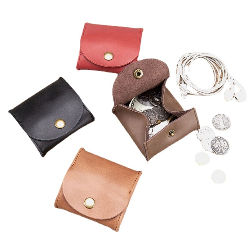 Women Genuine Leather Mini Retro Coin Bag Small Storage Bag Earphone Bag