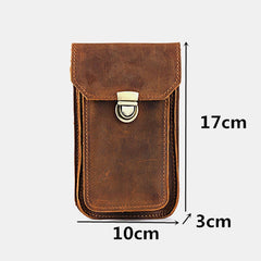 Men Genuine Leather 5.5 6.5 Inch Phone Bag Leather Hanging Waist