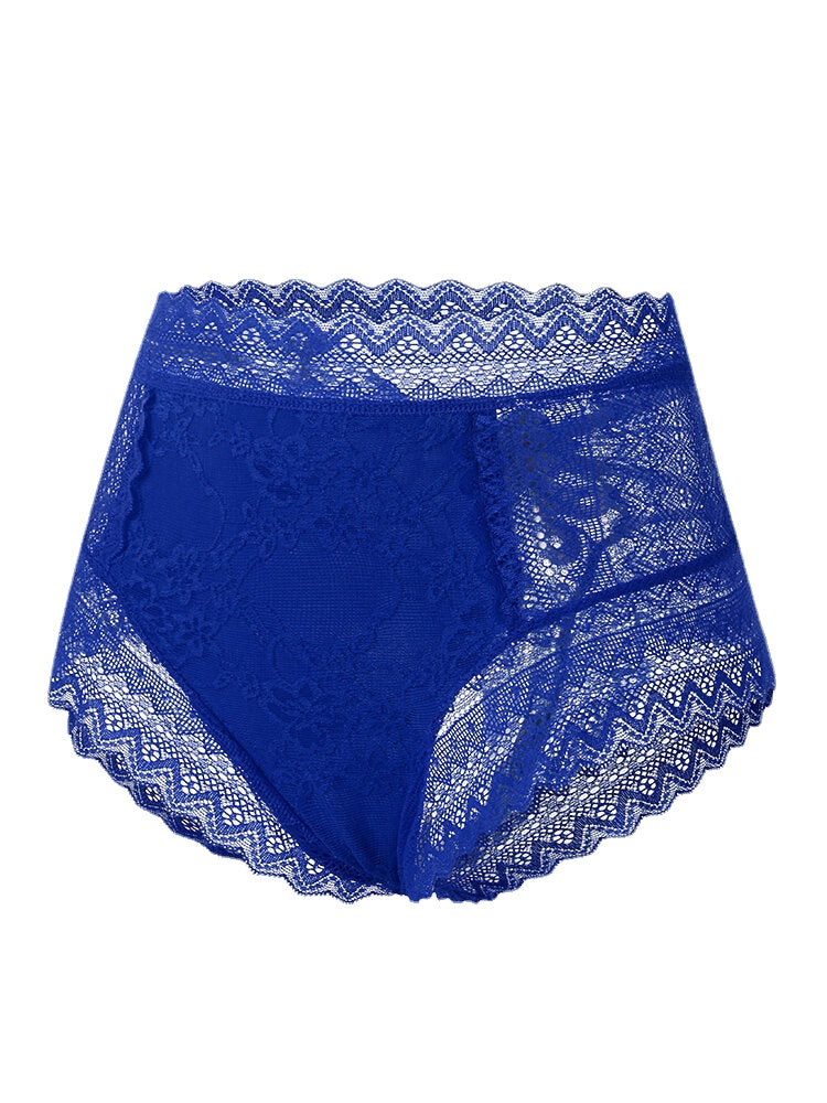 Women Floral Lace See Through Breathable High Waisted Panties