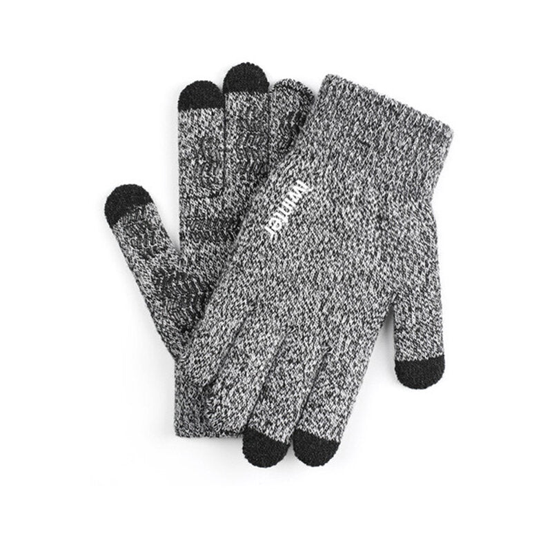 Winter Men's Cycling Knitted Gloves Touch Screen Thicken Wool Mitten Outdoors Anti-slip Warmer Gloves