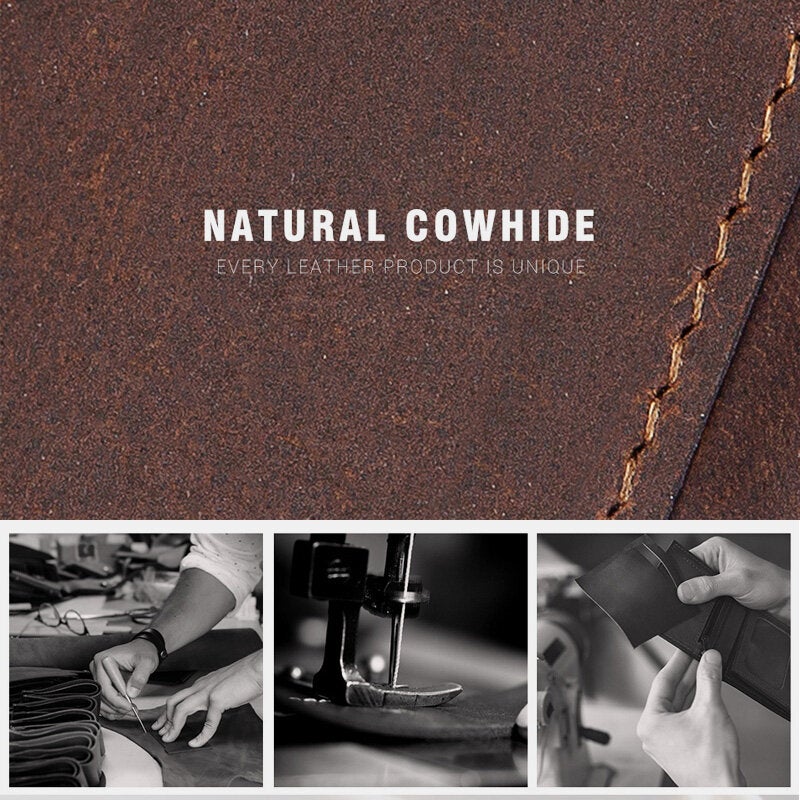 Men Retro RFID Blocking Antimagnetic Cowhide Wallet Casual Multi-card Slot Hasp Card Holder Multifunction Money Clip