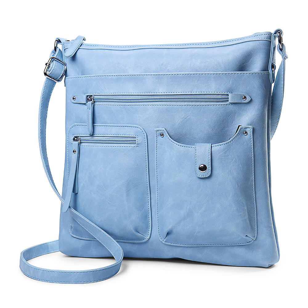 Women Faux Leather Multi-pocket Shoulder Bag Crossbody Handbag Large Capacity