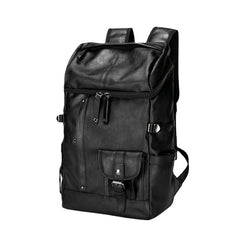 Men Large Capacity Faux Leather Backpack For Outdoor Travel School Bag