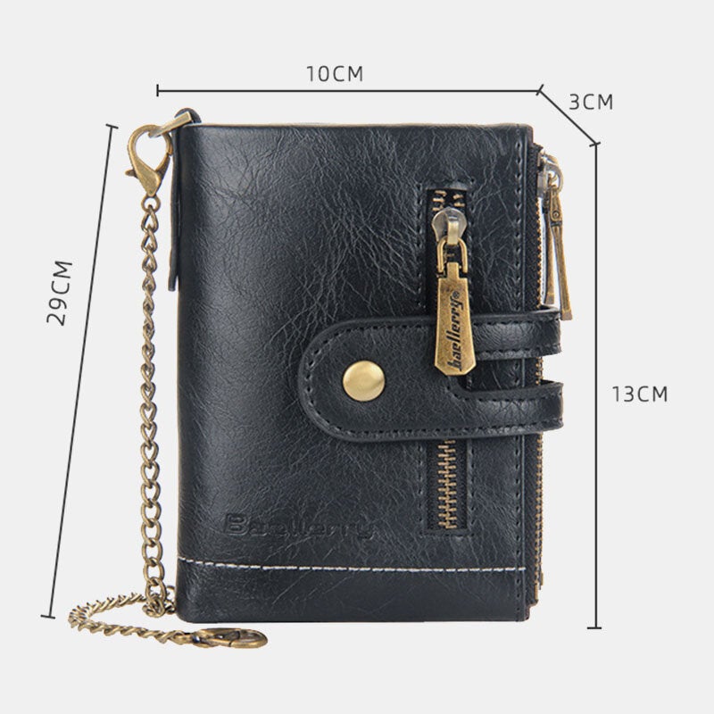 Men PU Leather Long Bifold Multi-card Slot Card Holder Double Zipper Coin Purse Money Clip Wallet