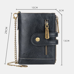 Men PU Leather Long Bifold Multi-card Slot Card Holder Double Zipper Coin Purse Money Clip Wallet