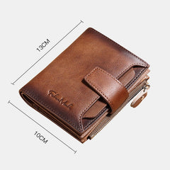 Men Genuine Leather Bifold RFID-Blocking 18 Card Slot Retro Large Capacity Foldable Holder Wallet Coin Purse Driver's License