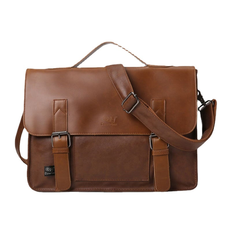 Men PU Leather Multifunction Multi-pocket Teacher Bag Briefcase Crossbody Shoulder