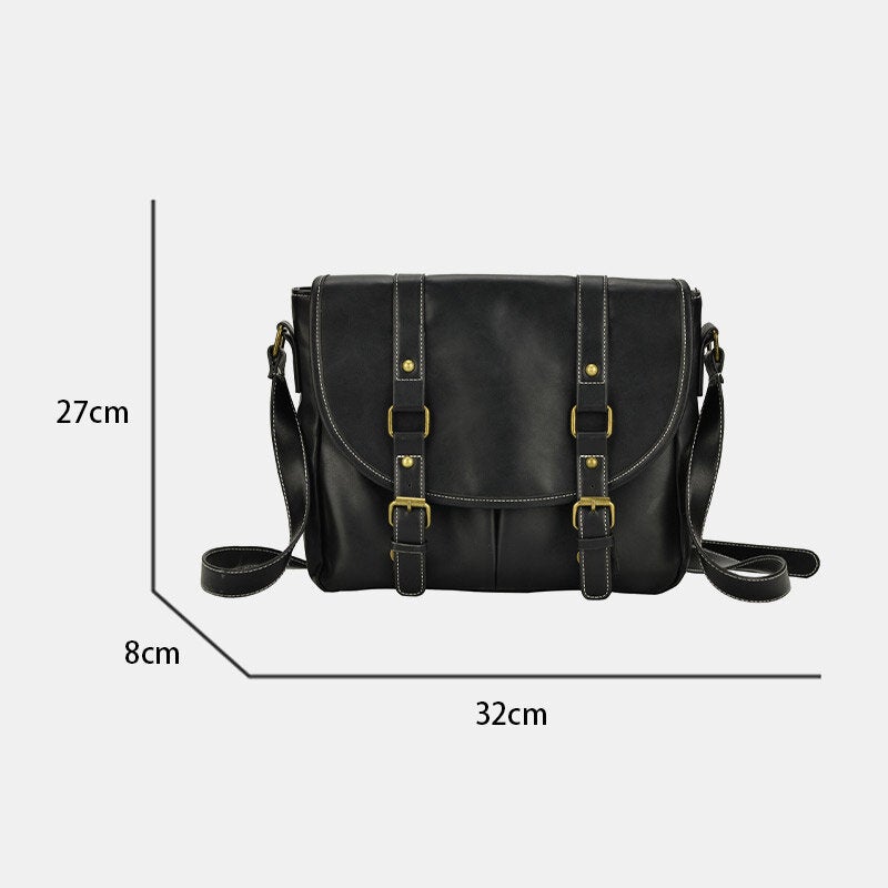 Men Vintage Large Capacity Multi-pocket PU Leather Teacher Bag Crossbody Brief Shoulder