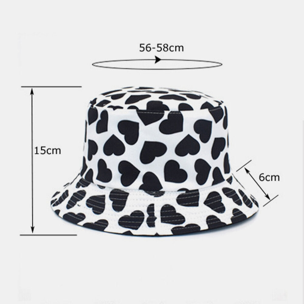 Women & Men Love Print Pattern Double-Sided Outdoor Casual Sunshade Bucket Hat