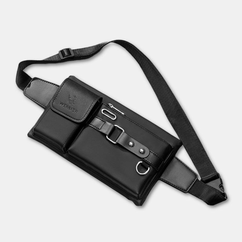 Men Oxford Multifunction Waterproof Headphone Hole Design Chest Bag Waist Bag Casual Fashion 6.5 Inch Phone Bag Crossbody Bags