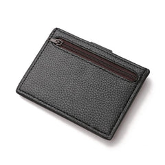 Men Faux Leather Mini Hasp Card Holder Zipper Wallet