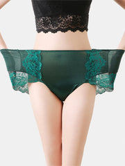 High Waisted Lace Patchwork Mesh Full Hip Comfy Cotton Linning Panty