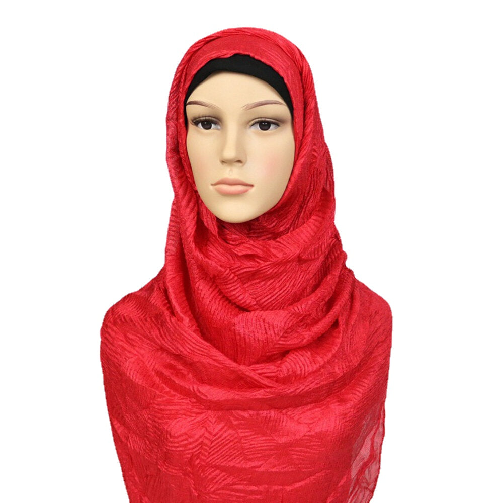 Polyester Solid Color Silk Ethnic Turban Hijab Women Scarf
