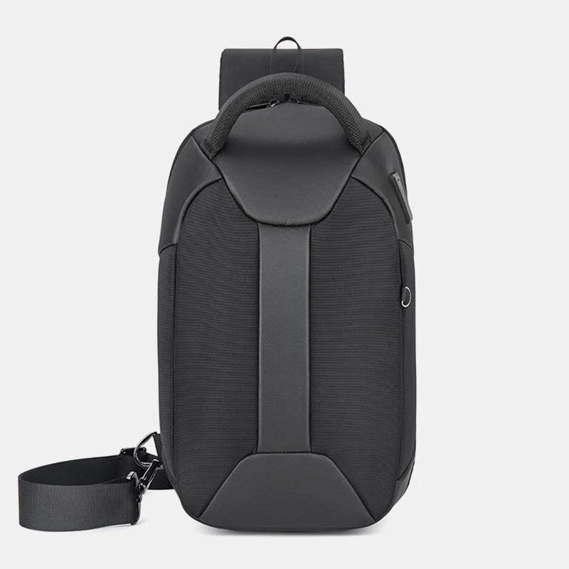 Men's Waterproof Crossbody Bag with USB & Headphone Port - Large Capacity