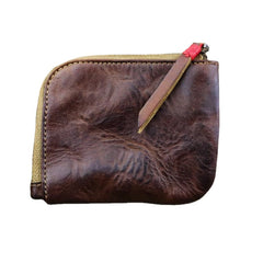 Men Genuine Leather Vinatge Casual Zipper Cash Wallet