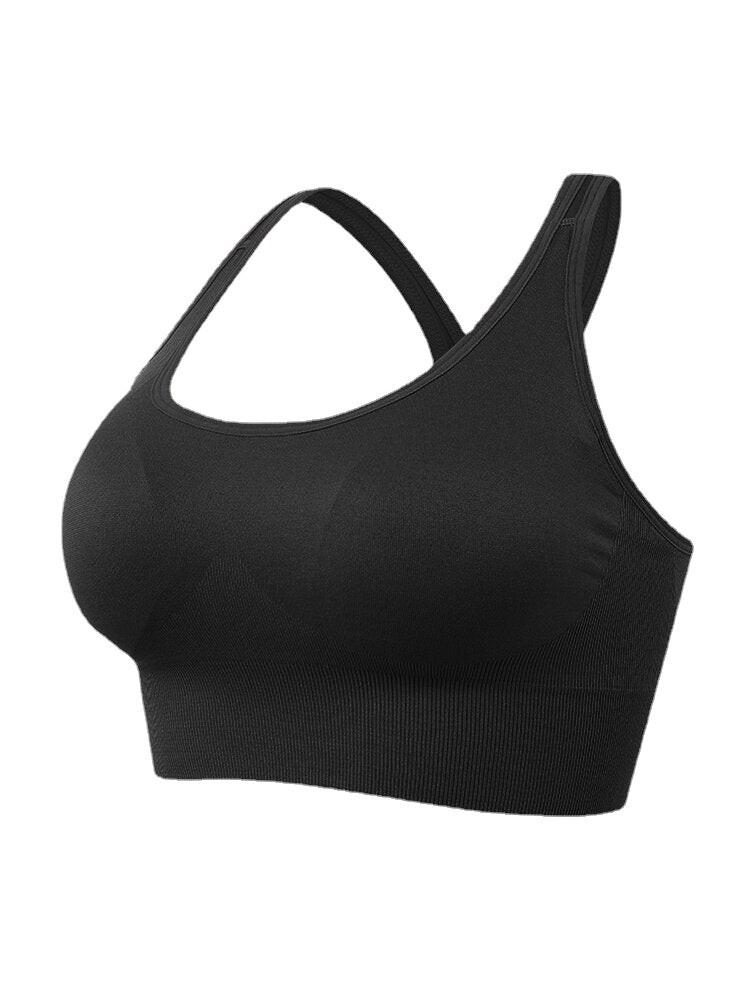 Women Solid Color Seamless Wireless Back Closure Yoga Sport Bra