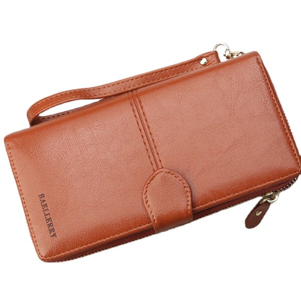 Women Faux Leather Large Capacity Fashion Purse Wallet Pure Color Clutch Bag Card Holder