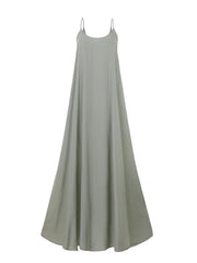 Solid Color Spaghetti Sleeveless Loose Swing Casual Maxi Dress