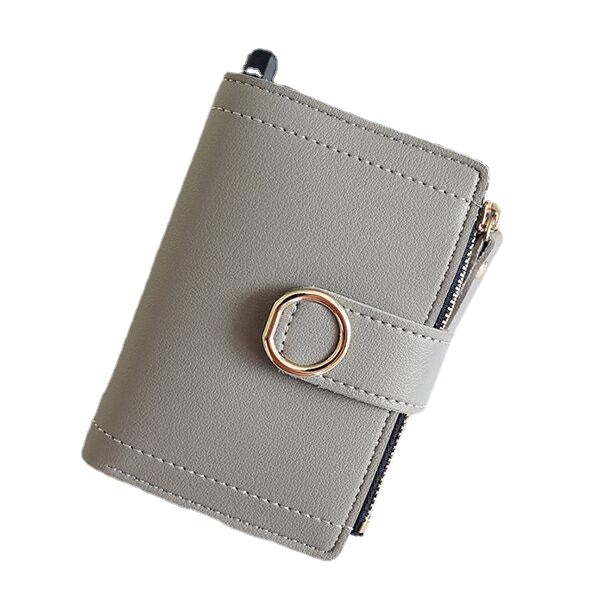 Women Ring Buckle Simple Zipper Wallet Purse Card Holder