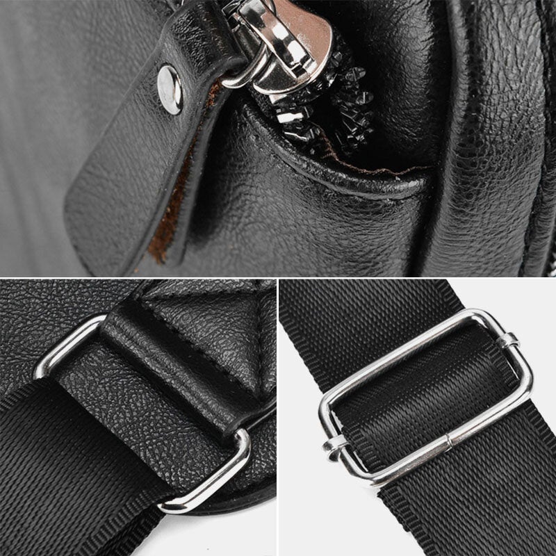 Men PU Leather Large Capacity Multi-pocket Chest Bag Fashion Sport Back Anti-theft Pocket Waterproof Crossbody Bags Shoulder