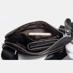 Men Thin Multi-pocket Cowhide Crossbody Bags Large Capacity Adjustable Shoulder Starp Shoulder Bag