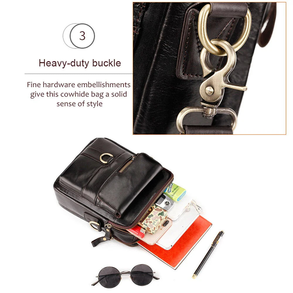Men's Genuine Leather Large Capacity Shoulder Handbag
