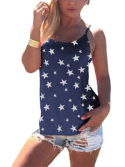 Star Print Back Cross Sleeveless Sling Casual Wild Tank Top