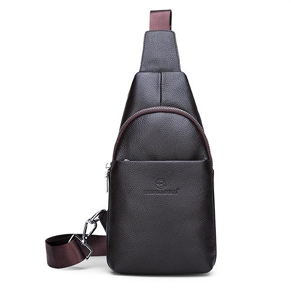 Men Genuine Leather Leisure Crossbody Bag Chest