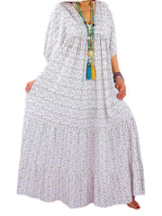 Ditsy Floral European Style Pleating Daily Dress