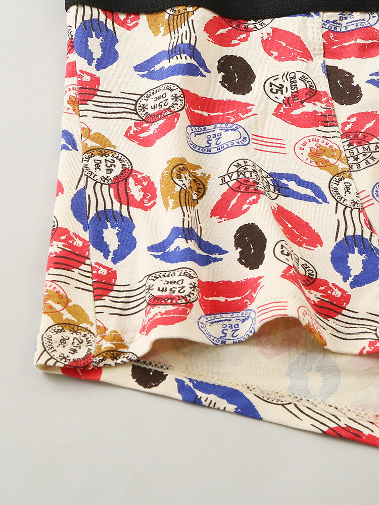 Multipacks Mens Funny Print U Convex Modal Underwear Mid Waist Boxer Briefs