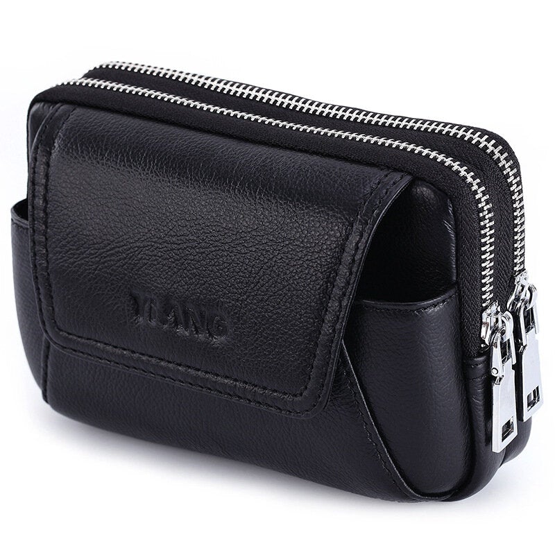 Men Genuine Leather Waist Bag Phone For Outdoor Travel Daily