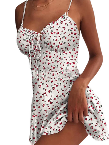 Women's Sleeveless Floral Vacation Spaghetti Strap Slim Dress