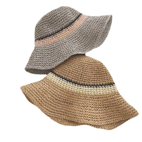 Women Summer Outdoor Wide Brim Straw Hat Adjustable Foldable Sunscreen Hat