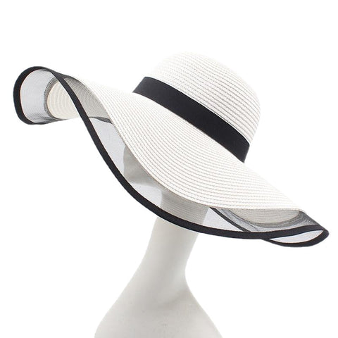 Women Mesh Vogue Sunscreen Bucket Straw Hat Outdoor Casual Travel Beach Sea Floppy Hat