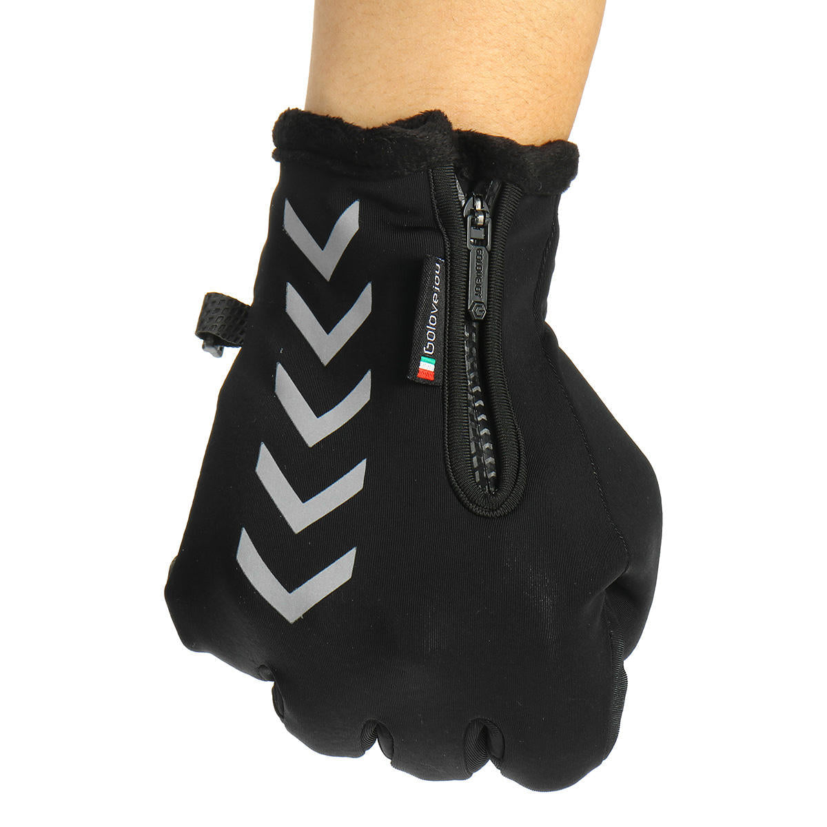 Winter Warm Touch Screen Full Finger Gloves Reflective Strip Windproof Anti slip Cycling Thermal Bike Glove
