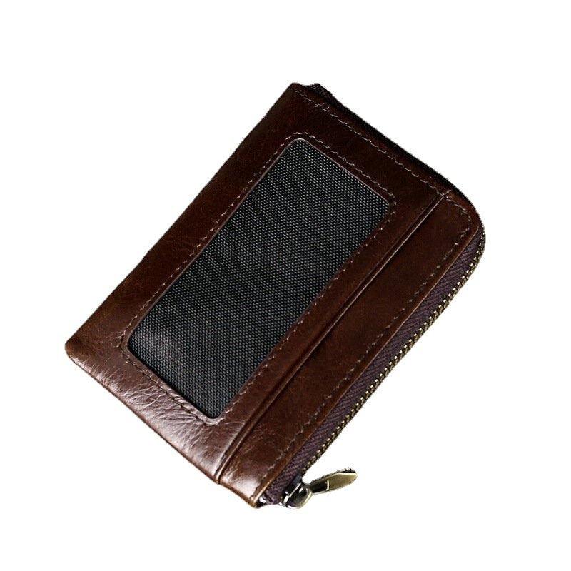 Men Genuine Leather Wallets Retro Multifunctional RFID Anti-theft Brush Card Holder Money Clip Coin Purse Cowhide